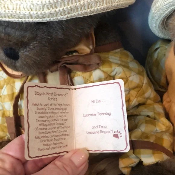 Yellow and Brown Boyd’s Teddy Bear Set with Hats - Picture 4 of 8